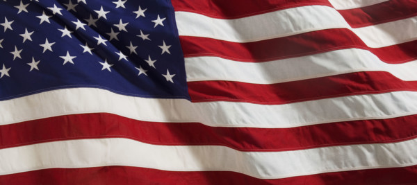 Closeup of American flag.