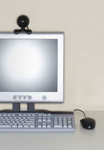 Computer with webcam attachment.