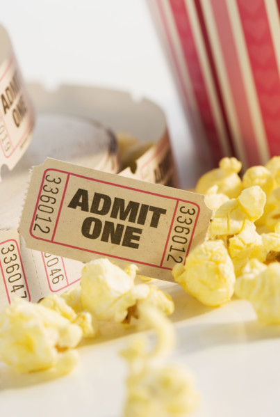 Tickets and popcorn.