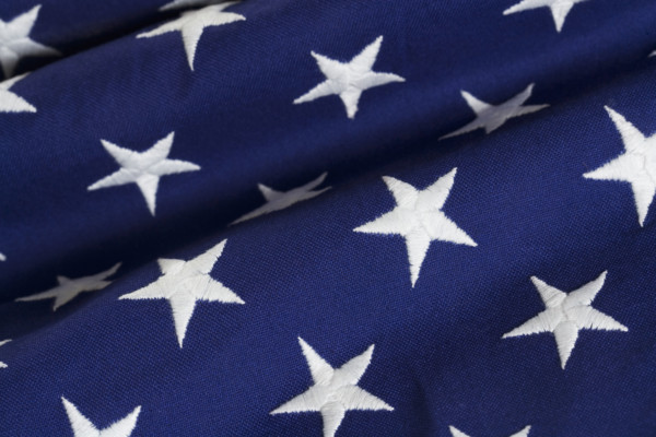 Closeup of stars on American flag.