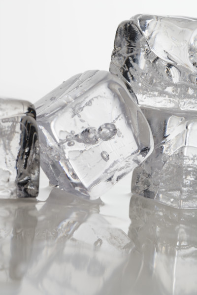 Closeup of ice cubes.