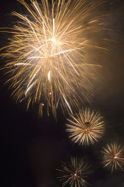 Fireworks in the night sky.