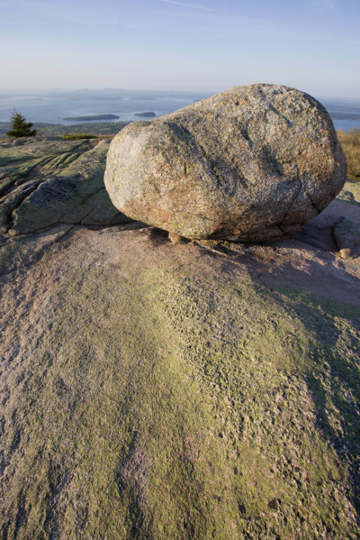 Boulder on Cadillac Mountain Acadia Maine.