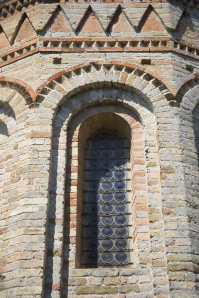 Window of Byzantine church of Santa Fosca Torcello Italy.