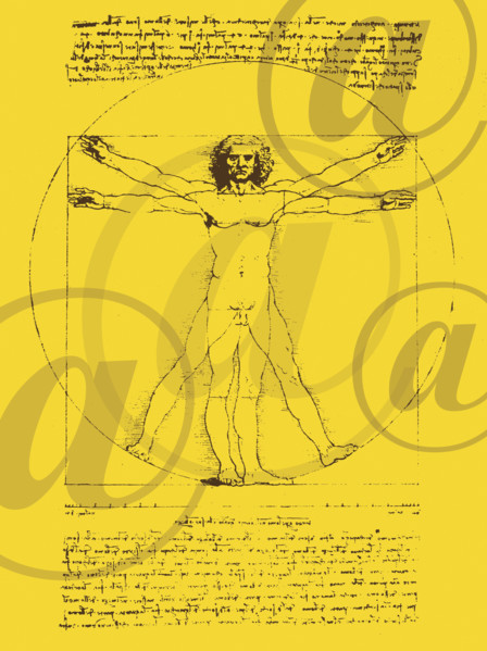 DaVinci drawing of body of man.