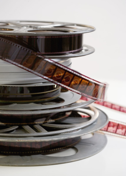 Stack of movie film reels.