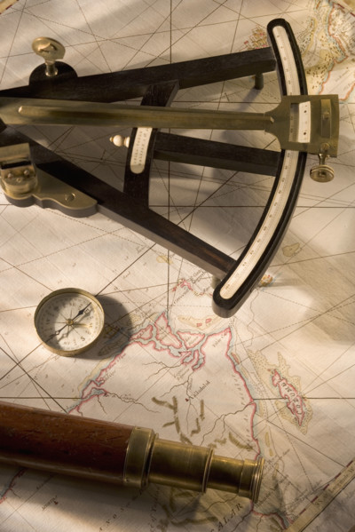 Still life of navigational instruments.
