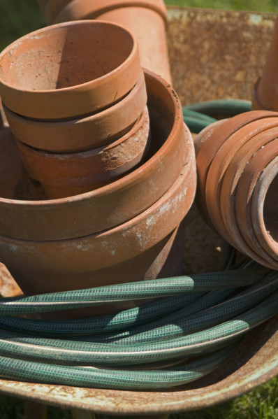 Still life of flowerpots.