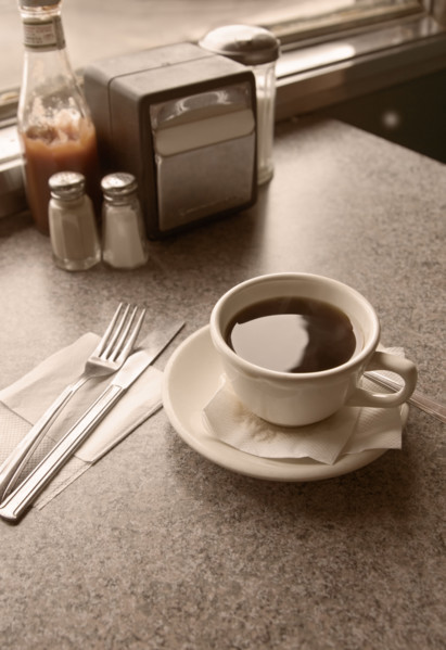 Sill life of a cup of coffee.