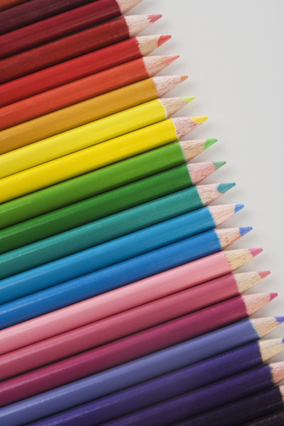 A variety of colored pencils.