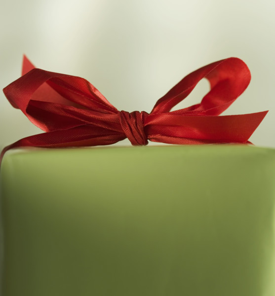 Closeup of Christmas present.