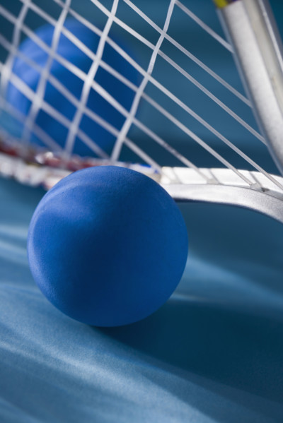 Closeup of racquetball gear.