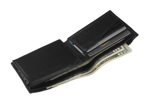 Still life of an open wallet.
