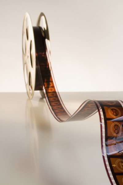 Close up of reel of movie film.
