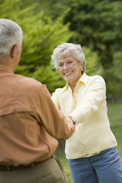 Portrait of senior couple outdoors.