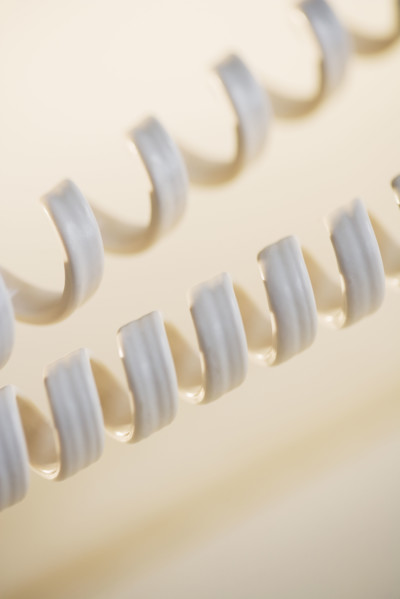 Close up of telephone cords.