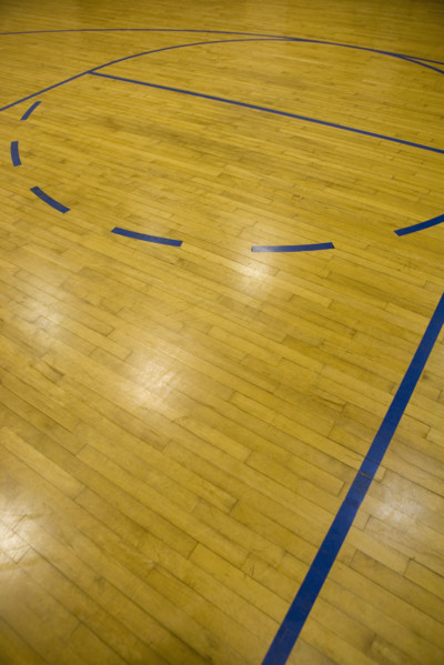 Close up of basketball court.
