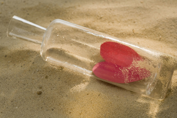 Valentine message in a bottle.