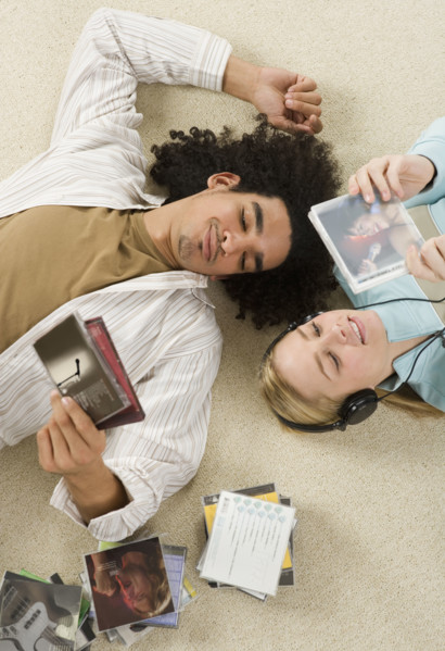 Couple listening to music.