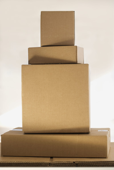 Stack of shipping boxes.