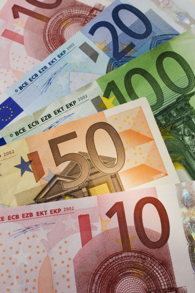 Close up of assorted Euros.