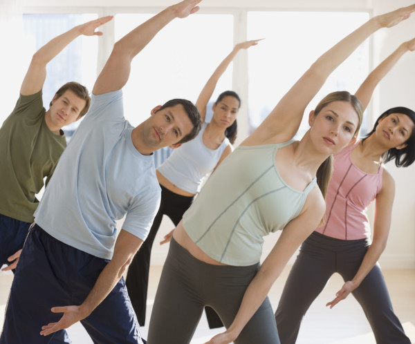 Group of people exercising.