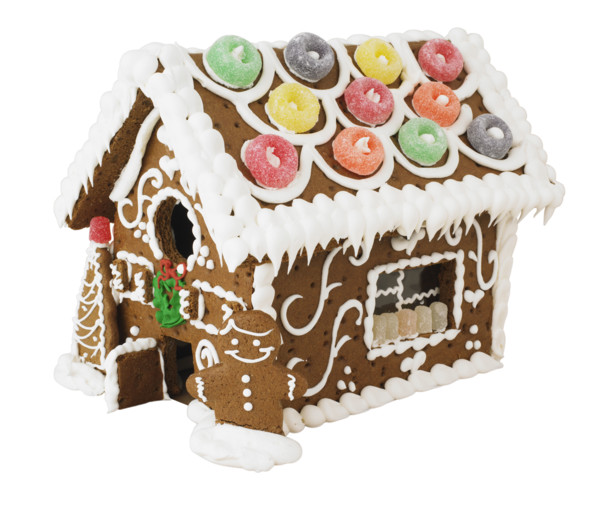 Decorated gingerbread house.