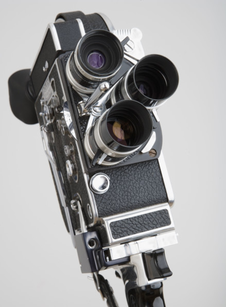 Close up of old fashioned film camera.