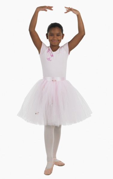 Studio shot of girl practicing ballet.