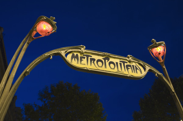Low angle view of sign reading Metropolitain.