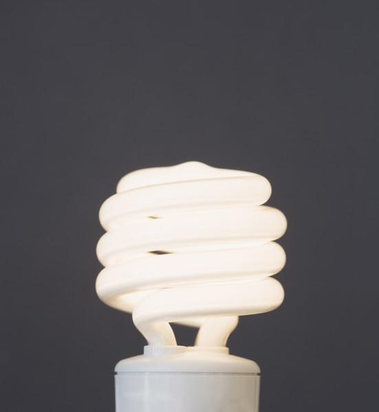 Close up of energy efficient light bulb.
