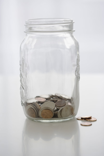 Mason jar with change.