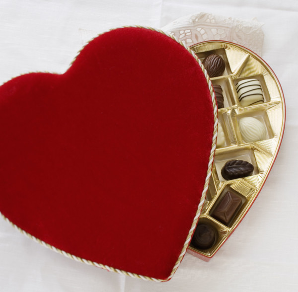 Heart shaped box of candy.