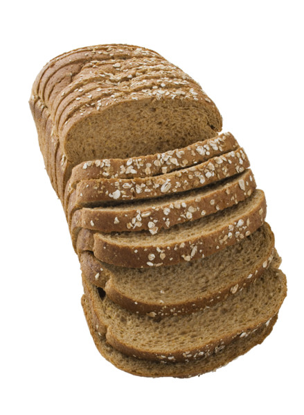 Close up of sliced loaf of bread.