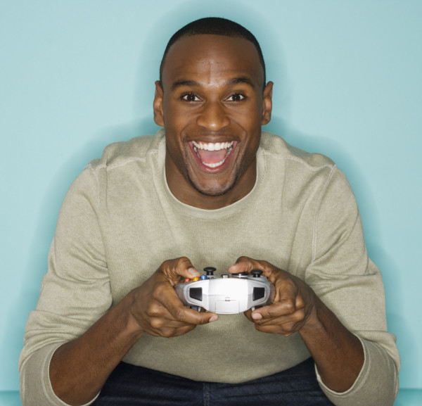 Man playing video games.
