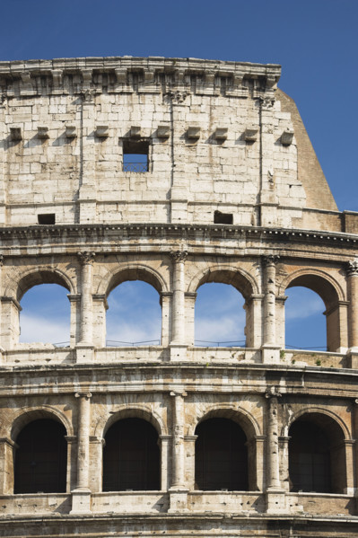Close up of the Colosseum, Italy.