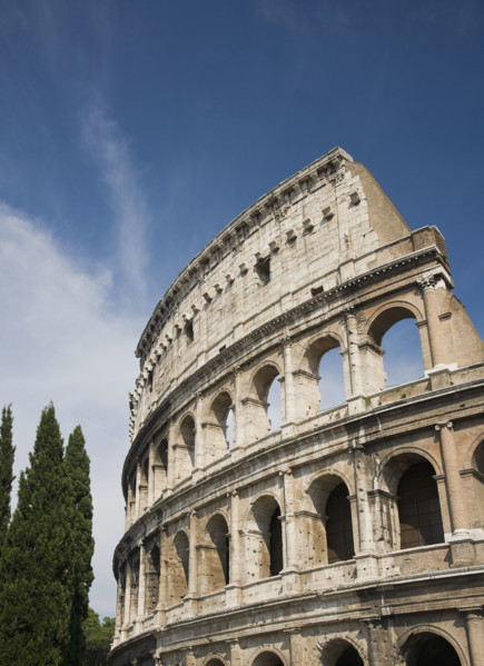 Low angle view of the Colosseum, Italy.