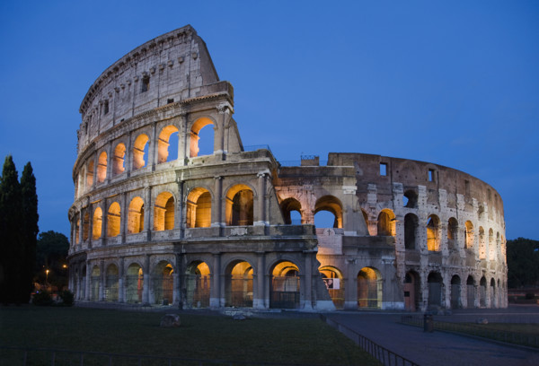 The Colosseum at night, Italy.