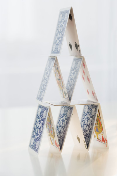 Close up of house of cards.