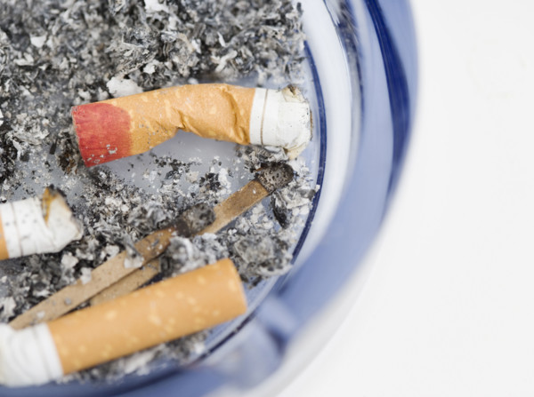Still life of cigarettes in ashtray. Date : 2006
