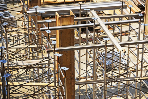 High angle view of construction site. Date : 2007
