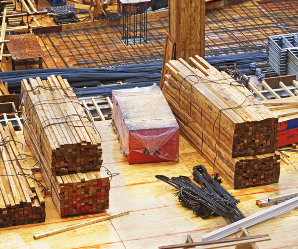 High angle view of construction site. Date : 2007