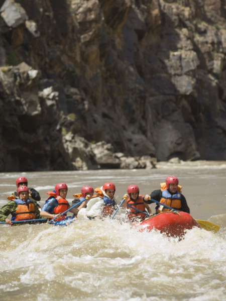 Group of people river rafting. Date : 2007