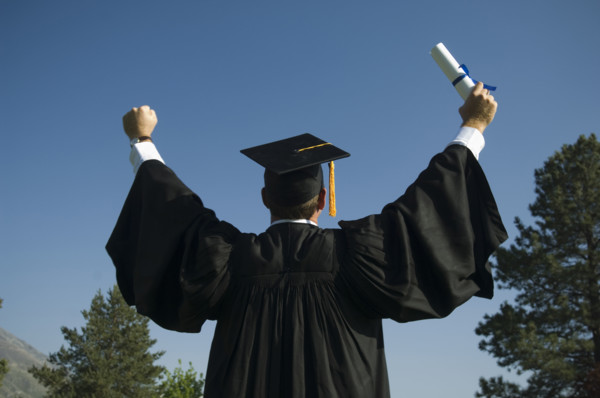 Male graduate cheering. Date : 2007