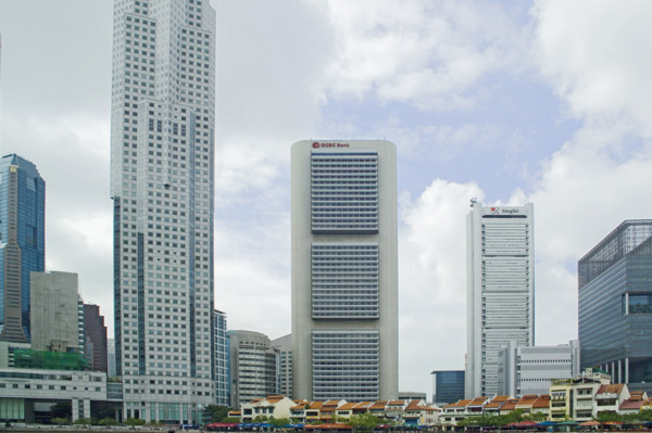 Boat Quay Central Business District SBD Singapore. Date : 2006