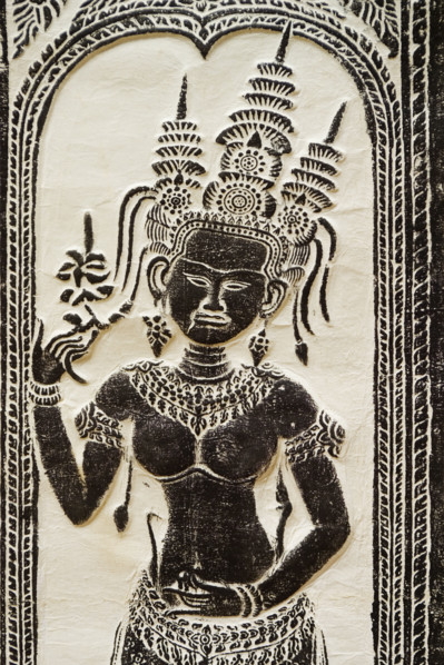 Female divinity goddess at temple Angkor Wat Cambodia Khmer. Date : 2006