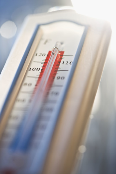 Close up of thermometer.