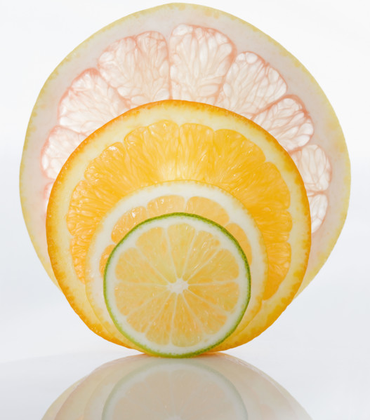 Close up of citrus fruit slices. Date : 2008