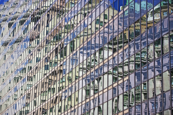 Low angle view of high rises, New York City, New York, United States. Date : 2008