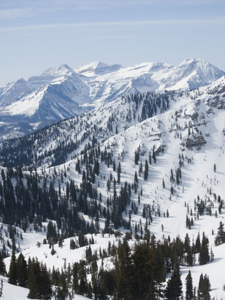 Snow covered mountains, Wasatch Mountains, Utah, United States. Date : 2008